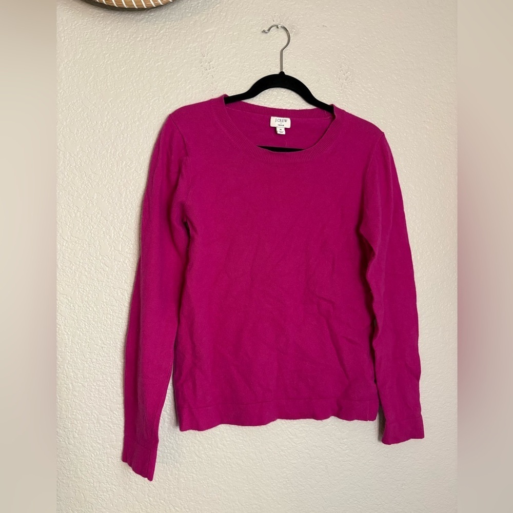 J. Crew Hot Pink/Fuchsia Teddie Sweater Cotton Wool Blend